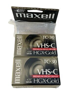 Maxell HGX Gold VHS C TC 30 Camcorder Tape 2 of 3 Pack Premium High Grade Sealed